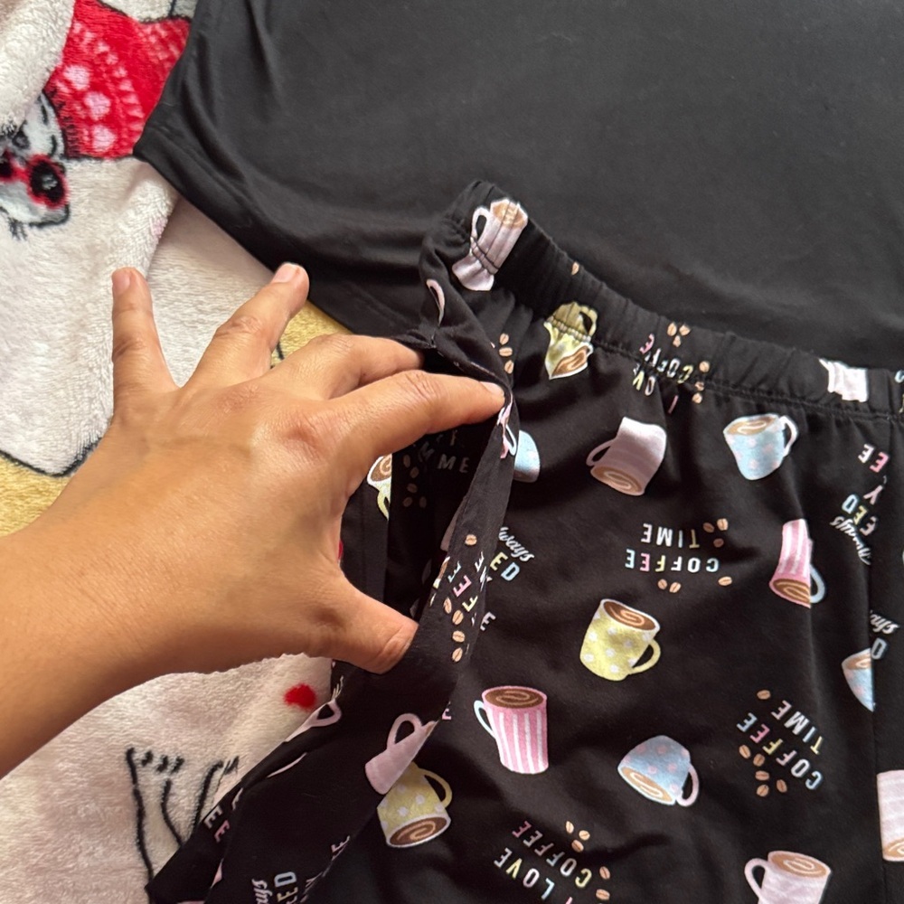 Women's Coffee Print Pajama Set - Picture 2 of 7